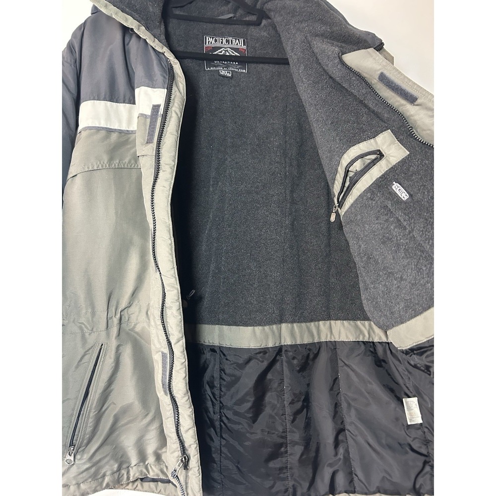 Pacific Trail Jacket Mens XL Grey/Green Hooded Full Zip Fleece Lined Winter Warm - Picture 4 of 9